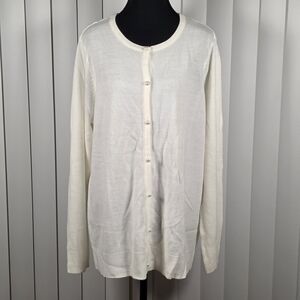 Blair Winter White Pearl Button Cardigan Sweater NWT Size Large